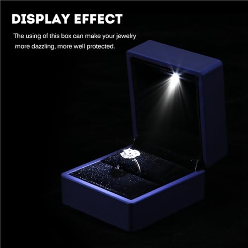 Modieuze LED Ring Box verlichte ring Box voor bruiloft voorstel Ring Box met LED interne verlichting engagement bruiloft(Blauw) 4