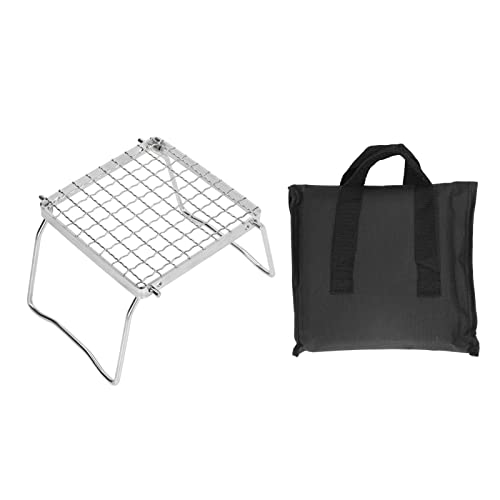 Kampvuurgrill, 304 Stainless Steel Campfire Grill Mini vouwen Grill Rack, Portable Oven Bracket BBQ Grill met benen en zak voor picknicks, Backpacking, Outdoor partijen
