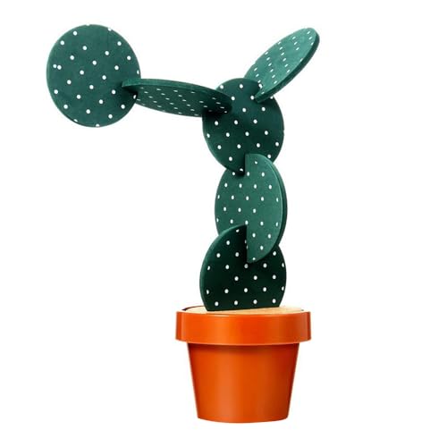 Zee Grappige onderzetters, Novelty Cactus met bloempothouder Coasters, Creative Cactus Shaped Design Set van 6 stuks voor Home Office Decor (groen met pot)