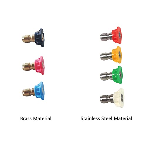 Hogedruksproeier Spray Nozzle Tips Meerdere graden, 4PCS 1/4" Quick Connector Multiple Degree Connection Ontwerp voor Power Washing Driveway Pad en Auto 4