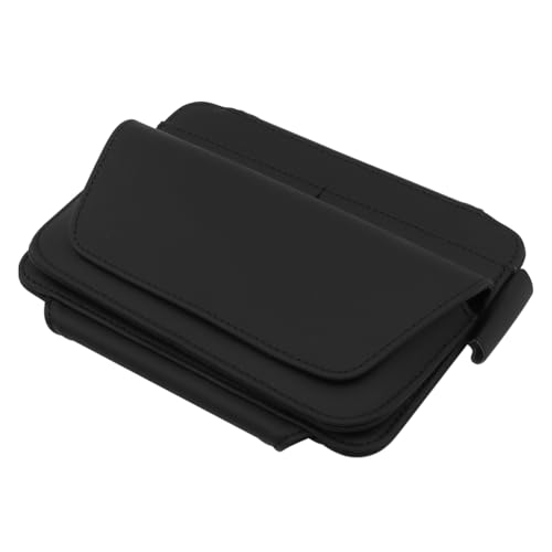 Sea Leather Zonnebril Houder voor Auto Zon Visor, Zonnebril Houder Klem voor Kaarten Licentie, Pen Glazen Document, Auto Zon Visor Opslag Organisator met magnetische sluiting, Zwart