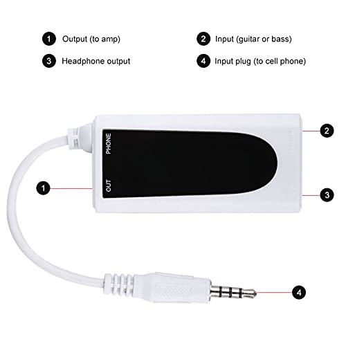 Converter voor elektrische gitaarbass naar mobiele telefoonconnector, Perfecte geluidseffecten bereiken, Compatibel met IOS/Android 4