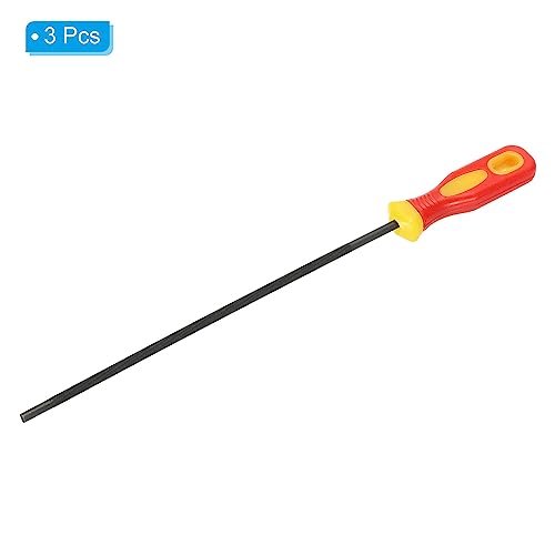 Kettingzaag Kettingverscherper File, Set van 3 Ronde Kettingzaagverscherper File met Plastic Handvat voor kettingzaag, Rood Geel 3