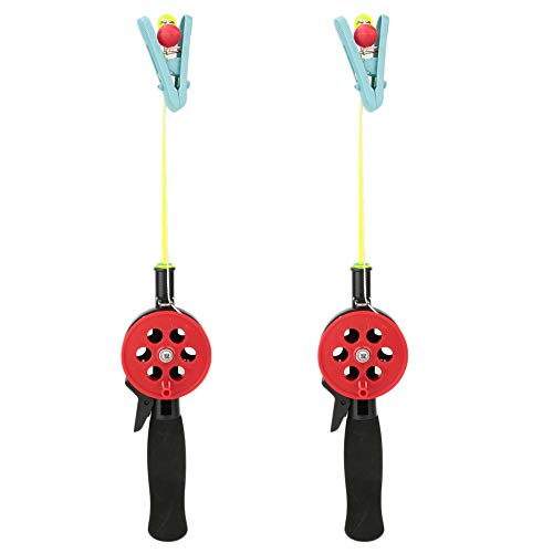 Kinder Fishing Rod, Pack van 2, ABS Krab Ice Rods, 4.5 m Bar, Nylon Cord met Garnalenclips, Willekeurige Kleur