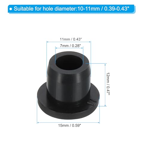 11mm diameter Rubber gat plugs, 16st Siliconen Rubber ronde gat stopper voor 10-11mm gat zwart