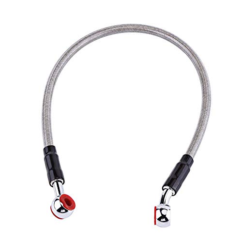 Remolie slang lijn, gevlochten olie remlijn Banjo passen roestvrij staal einde, Geschikt voor de meeste motorfietsen (45cm - grijs) Remleidingen
