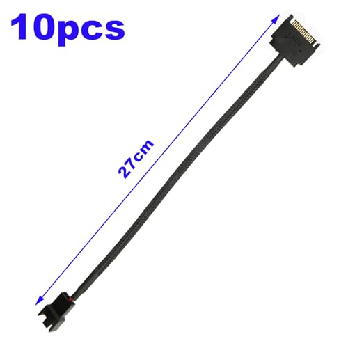 10st SATA Fan Power Cable, 15 Pin SATA tot 1 x 3 Pin / 4 Pin, 12V PC Case, PWM Fan Adapter, PC Power Cable voor Desktop Computer Cooling Case, 12V