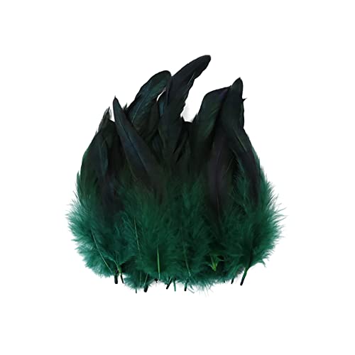 Pack of 100 Craft Feathers, Dark Green Faucet Feathers, 14-20 cm, DIY Craft Feathers for Craft Projecten, Dream Catcher, DIY Oorbellen, Carnaval Kostuums, Partij, Hoeden, Maskers, Juwelen, Paaseieren Decoratie, Pheasan Feathers