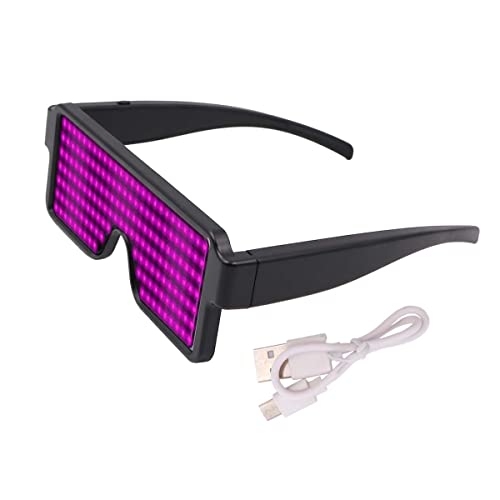 LED-bril USB opladen glazen oplaadbaar met LED-display voor Night Club Kerstmis verjaardag partij accessoire (Roze)