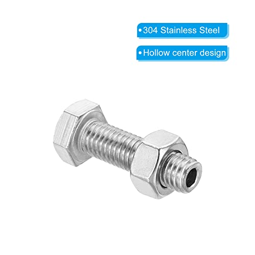 2 Set M10 x 35mm Holle buitenkant Zeshoek Schroef Cilindrische Lamp Schroeven met schroefdraad door gaten Schroef met Noot 304 Roestvrij staal 4
