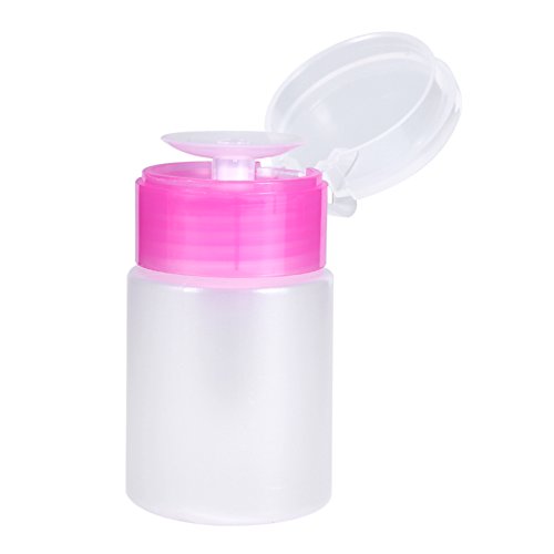 60ML Pump Dispenser, Nagel Poolse Verwijderaar voor Nagel Poolse, Alcohol, Liquid Cleaner, Lege Plastic Fles (Roze)