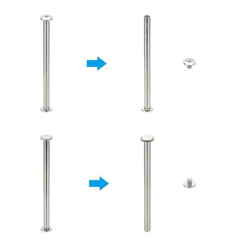 24 Sets Chicago Schroeven, 5x80mm(DxH) Chicago Schroeft Phillips Bindende Post Schroef Bolts Lederen Rivets 304 Roestvrij staal voor lederen riem Scrapbook Fotoalbums, Zilver 3