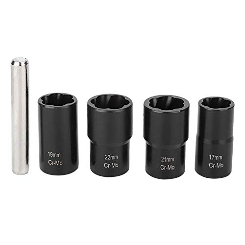 Carbon Steel 5 st Twist Socket Set vergrendelende wielmoer Bolt Stud Extractor Verwijderaars 17mm 19mm 21mm 22mm Socket 5