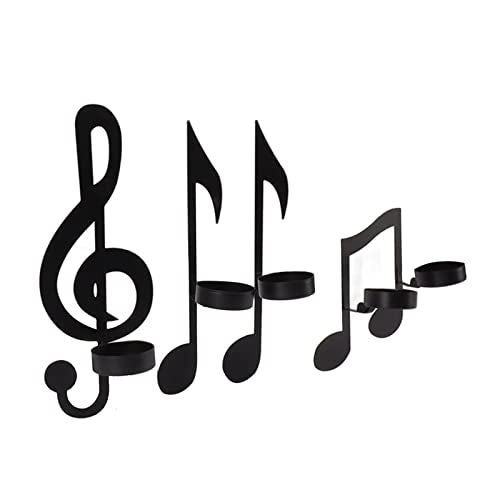 Wandlamp, muzieknoot, zwart, metaal, ijzer, 4 stukken Kaarshouders, muzieknotitie, decoratie, prachtige bruiloften Dagelijkse decoratie 4