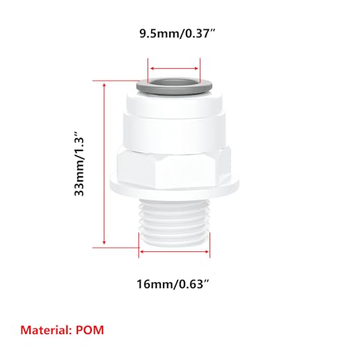 2Stuks waterfilter Quick Connector, 3/8 inch wateraansluiting adapters aan 3/8 inch man / vrouw draad, waterfilter slang connector voor osmose