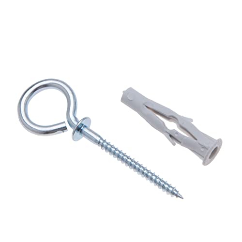 8/4.5x85 oogschroef met wandplug, ringschroeven met pluggen, zelftappende ronde oogschroeven met anker, oogbollen voor beton, gipsplaten, baksteen, gips, steen, plafond (verpakking van 25)