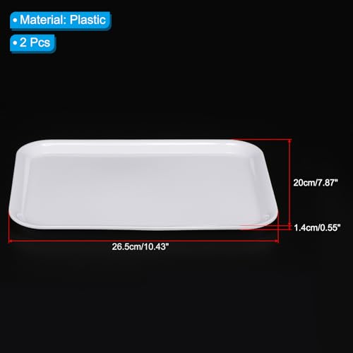 10,4 x 7,9 inch Fast Food Tray, 2 stuks Plastic Tray Herbruikbaar Multifunctioneel Rechthoekige Tray voor Cafetaria Restaurant Home Keuken, Wit