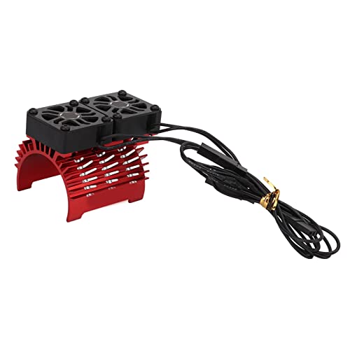 RC Borstelloze Motorfan, Dubbele Ventilator, 40-42Mm, Aluminium, RC autoverwarming aanrecht voor 1/8 Remote Controlled Car (Red)