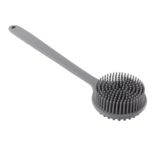siliconen badborstel met lange handgreep voor exfoliëren in de douche en rugreiniging met antislip grip 4