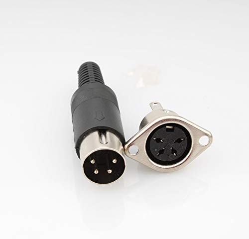 16Stuks DIN Power Socket, Solder Connector, 4 Poles Plug voor Panel Mount Audio AV Kabel Connector Speaker (Zwart)