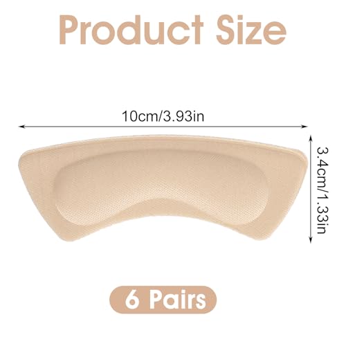 12 pak antislip hielpads, zelfklevende antislip hielbeschermers om slijtage, hielschuiven te voorkomen, wrijving en blisters te voorkomen (beige)