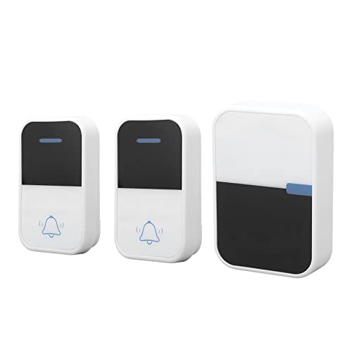 Draadloze deurbel 150M Range Self Powered Doorbell IP44 Waterdichte Doorbell Kit voor thuiskantoor met 2 Transmitters 1 Ontvanger, 38 Melodies 3 Niveaus Volume(EU)