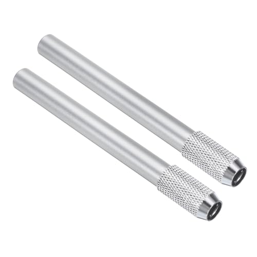 Potlood Extenders, 2 stuks Art verstelbare metalen potloodhouder Extender Pen Mouw voor korte potlood Chalk krijtjes Schrijven Bureau, Zilver