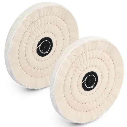 Verpakking van 2 150 mm Polishing Disc, Katoenen Kleding Polishing Schijven voor Bankschuurgereedschappen, Bank Buffers, Roestvrij staal, Chrome (Wit, 50 lagen)