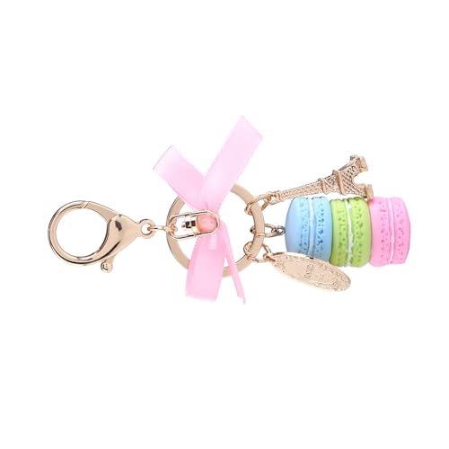 1 x Sleutelhanger, Leuke kleurrijke Legering Vorm Macaroon Eiffeltoren sleutelring accessoire voor auto decoratie zak hanger (blauw) 4