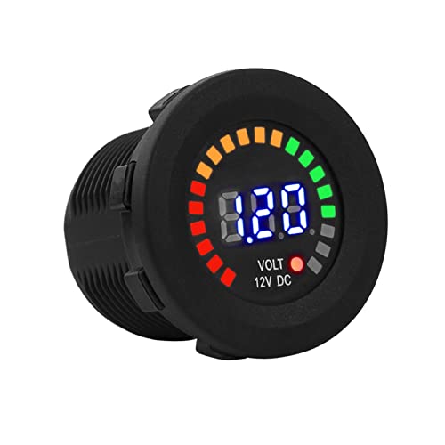 Spanningsmeter, 12V Motorfiets LED Digitale Voltmeter, ronde Voltmeter voor Boot Marine Voertuig Motorfiets Vrachtwagen ATV UTV Auto