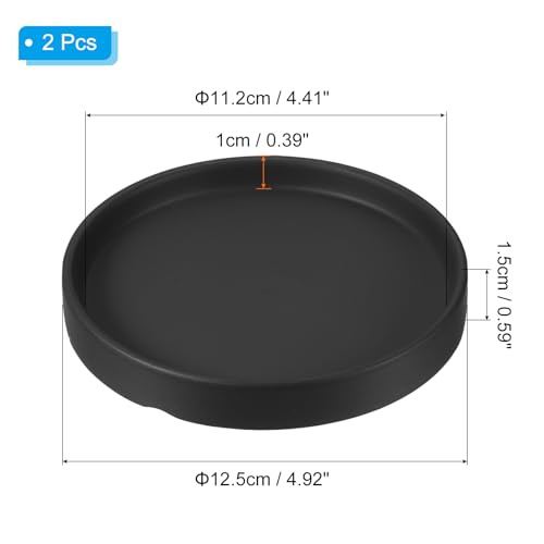 Plant Pot Saucer 15,8 cm, 2 stuks Keramische Ronde Flower Drip Tray voor Binnen Outdoor, Zwart