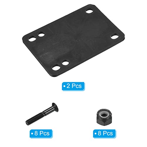 Skateboard Riser Pads Schroeven set, 2st 3mm Longboard Shock Rise Pad met bevestiging Schroeven Noten Hardware Reparatie Kit voor Cruiser, Zwart 3