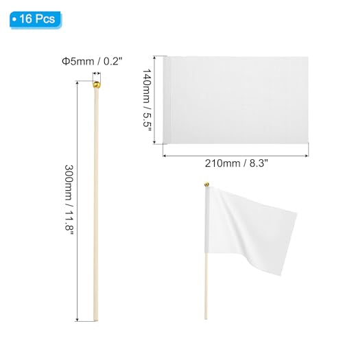 16st Witte Vlaggen Spel Solide Witte Vlaggen Kleine Mini Vlaggen op Stick Party Decoraties voor spel, Verjaardag, Carnaval
