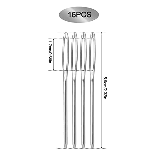 18 st Blunt Naalden met Big Eye, 5.4cm 6cm 7cm Grootoog Blunt Naalden Tapijt Naalden Wol Naalden Hand Naainaalden Metalen Naainaalden voor haak projecten (Zilver)