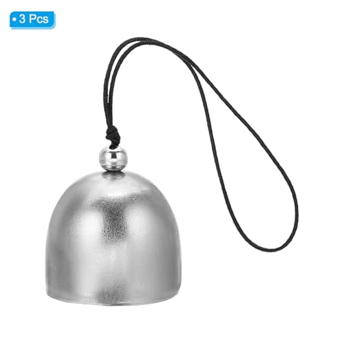 3 stuks Wind Chime Hangklokken Temple Clocks Retro buiten hangen metalen Chinese wind Chime ronde voor Outdoor Garden Camping, Zilver Zwart 3