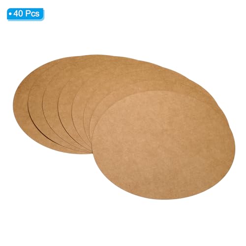 9,8 inch rond kartonpapier, 40 stuks 200 g/m2 dikke blanco schijfcirkels plakjes voor doe-het-zelf ambachtelijke kunst schilderijen schrijven, bruin 3
