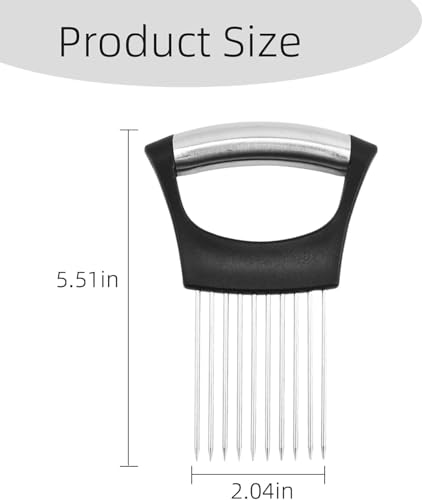 Uienhouder, roestvrij staal, snijhulp, multifunctionele uienhouder, handmatige zekering, plantaardige helikopter, snijhulpkeuken, voor aardappelen, wortelen, uien, groenten, vlees