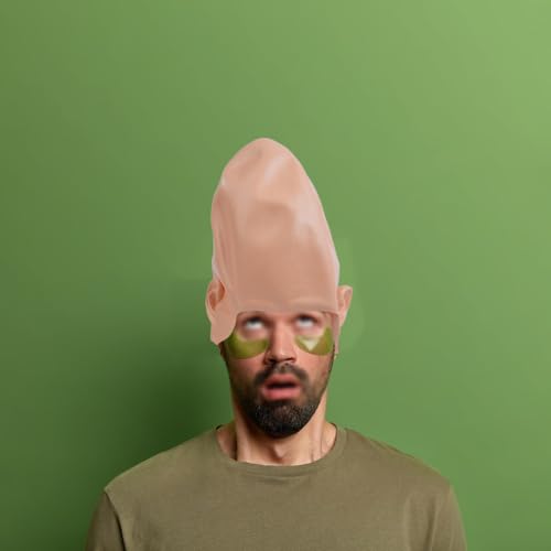 Pointed Alien Coneheads Cosplay Mask, Headpiece Halloween Cosplay Props Mask, Bald Head Wig Cap, Horror Headpiece voor Halloween Carnaval Costume Party Prop 5