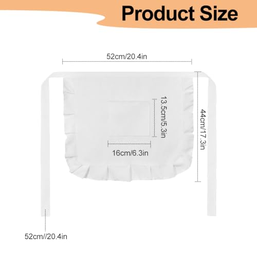 Broekschort met zakken - Leuke halve ahorn voor vrouwen, Floral Short Waist Serveerster Maid kostuum voor keuken, koken, Bistro, Restaurant, Coffee Shop - White, One Size, White 3
