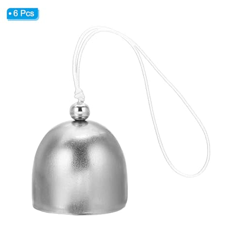 6 stuks Wind Chime Hangklokken Temple Clocks Retro buiten hangen metalen Chinese wind Chime ronde voor Outdoor Garden Camping, Zilver Wit 3