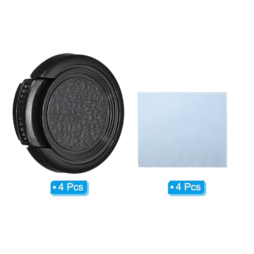 27mm Lenskap, 4st Zijkanten, Knijpen voorlenshoes met reinigingsdoek, geschikt voor 27mm Thread Universal DSLR Ovens zwart 3