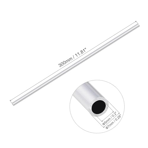3Scs 6063 Aluminium Ronde Buis, 7mm OD 5mm ID 300mm Lengte Naadloze Aluminium Straight Tube Pijp Tubing voor Industrie DIY Projecten