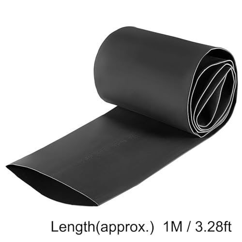 70mm Dia 113mm Flat Heat Shrink Tubing Wrapping Slang, 1m Lengte Elektrische isolatie Warmte Heat Shrink Wrapping Cable Cover, 2:1 Ratio Waterdichte Covers voor elektrische isolatie en reparaties, Zwart 4