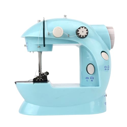 Mini-naaimachine, huishoudelijke elektrische mininaaimachine met uitbreidingstabel, voetpedaal, 202A, dubbele lijn, dubbele snelheid automatische draagbare naaikit (blauw) 5