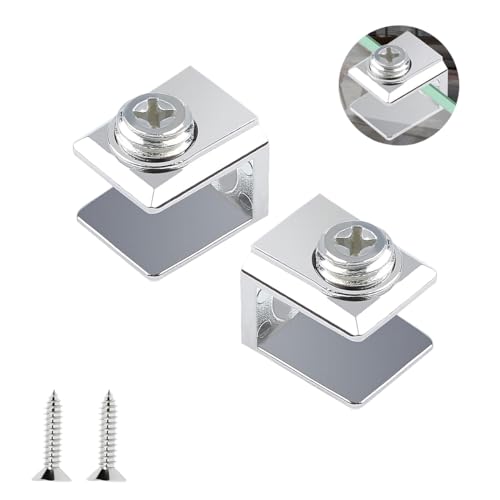 16 Stuks Glazen Klem, Zink Legering Glazen Klem, Verstelbare Spiegel Clips, voor Hout / Glas Plank 3-8mm Dikte, met Schroeven