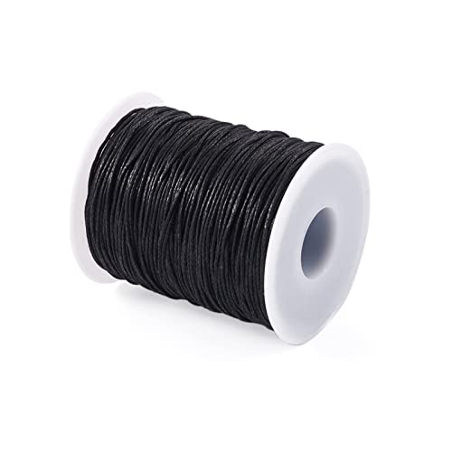 100 jaar 1mm Waxed Cotton Cord draad kralen String Black Macrame Artisan String met Spool voor armband, Enkelband, Kralen, Ketting sieraden maken naaiwerk