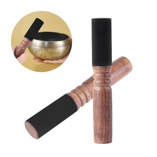 Handgemaakte Peach Wood Singing Bowl Mallet Premium leer verpakt, Uitstekend vakmanschap, voor zingen Bowls, Gongs 3