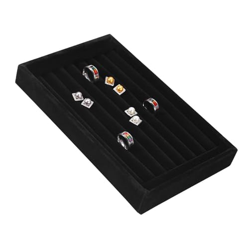 4 Kleuren Ring Display Lade Slot, Mode sieraden Organisator Holder Case Box Showcase Velvet Ring Showcase voor Ring oorbellen(zwart)