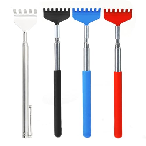 4 stuks terug Scratcher, draagbare uitschuifbare terug Scratcher met Telescopische handgreep, Telescopisch Krabgereedschap, Roestvrij staal terug Scratcher Stimulator voor Volwassenen Mannen Vrouwen Hoofd