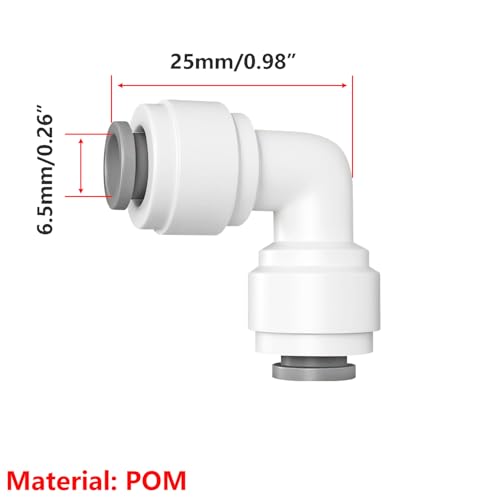 2 st Reverse Osmose Connectors, 1/4 inch Quick Coupling, 1/4 inch Elbow Push Fit slang Aansluiten